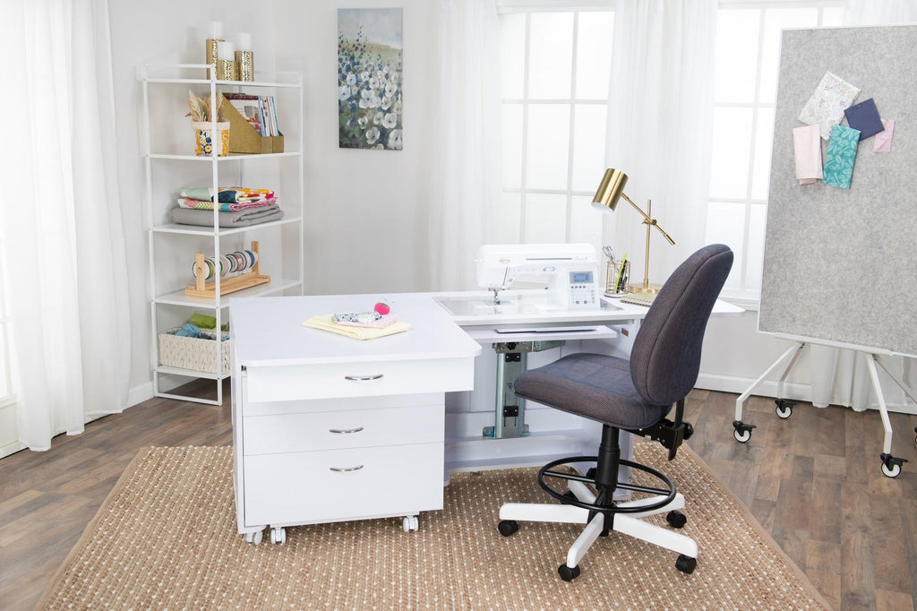 Koala Quilter’s Vision sewing cabinet and included Companion Chest in White Ash