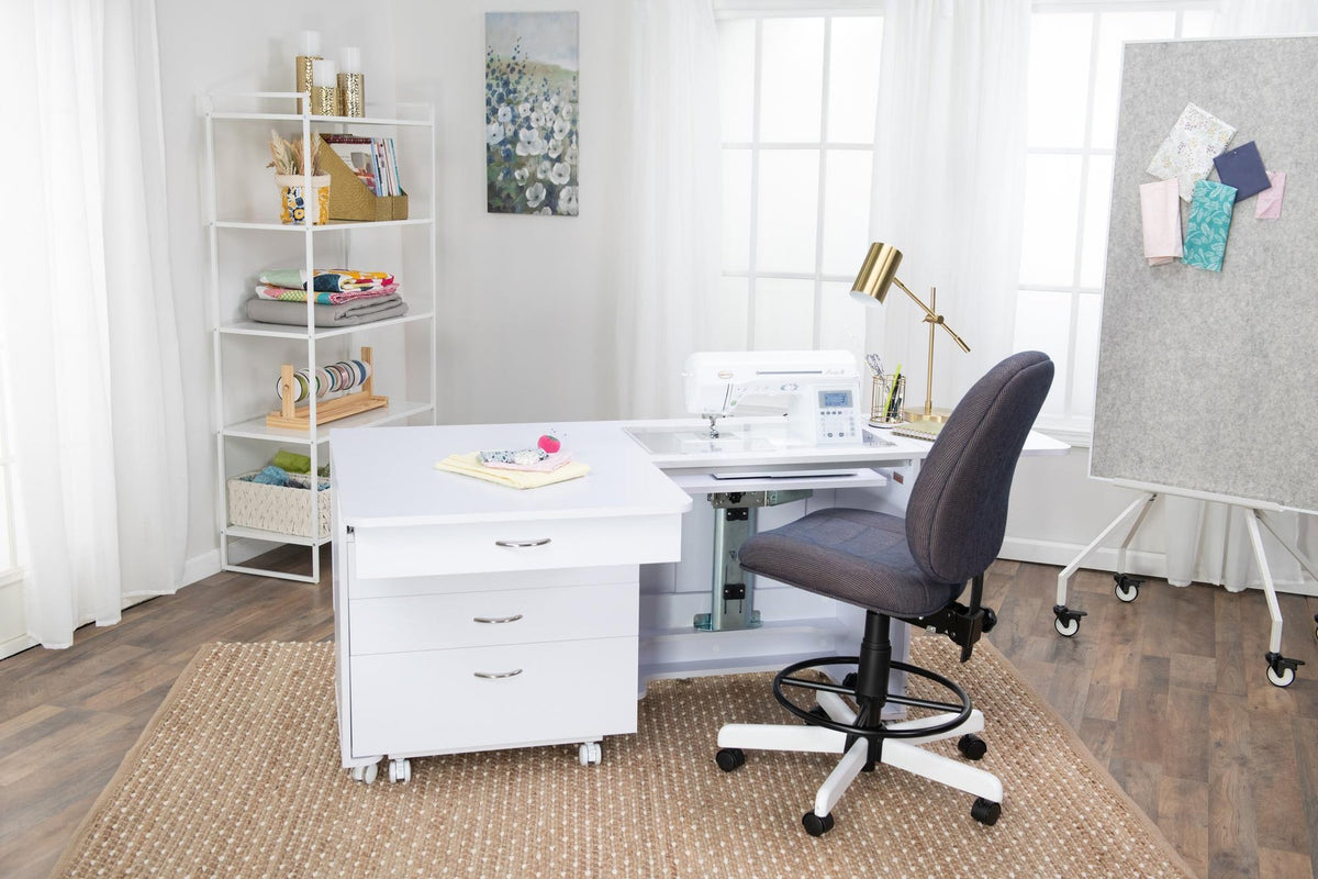 Koala Quilter’s Vision sewing cabinet and included Companion Chest in White Ash