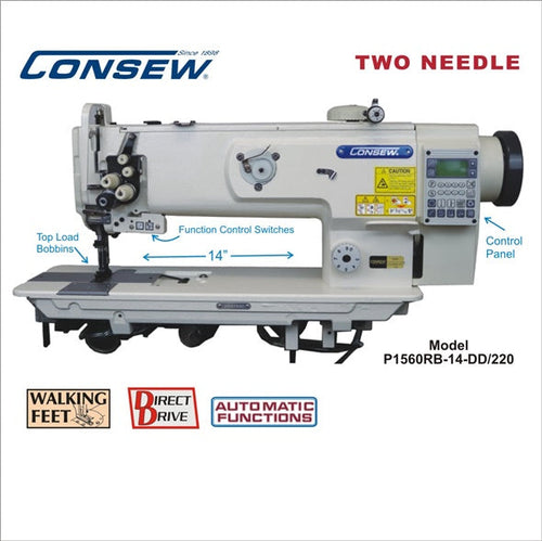 Consew P1560RB-14-DD/220 14" Direct Drive Double Needle Walking Foot Industrial Sewing Machine - product view 1