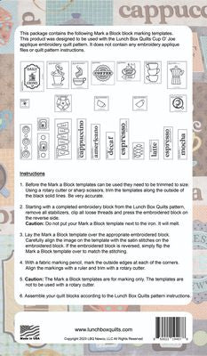 Lunch Box Quilts Cup O’ Joe Mark-a-Block Templates — product detail 1