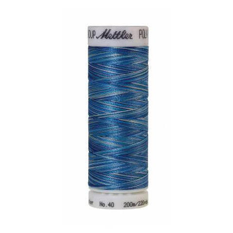 Mettler Poly Sheen Multi 9605 Faded Denim variegated polyester embroidery thread