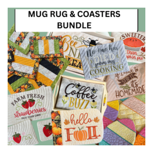 Embroidery Garden Mug Rugs and Coasters Bundle in-the-hoop embroidery designs