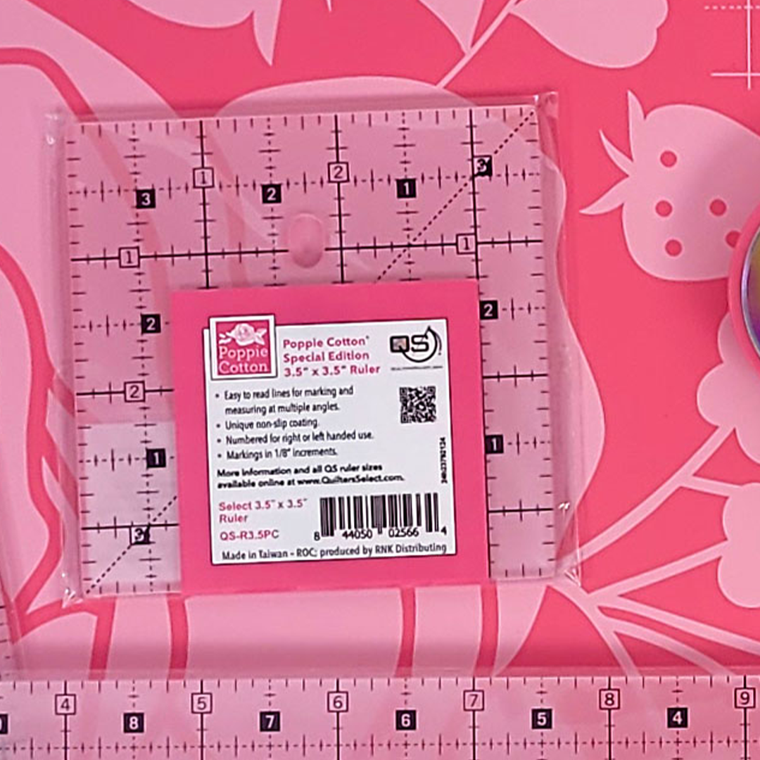 Quilters Select Poppie Cotton Special Edition Pink Ruler 3.5″ x 3.5″ — manufacturer product view 1