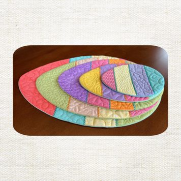 Embroidery Garden Egg Coasters Mug Rugs Etc Set included in Mug Rugs and Coasters Bundle