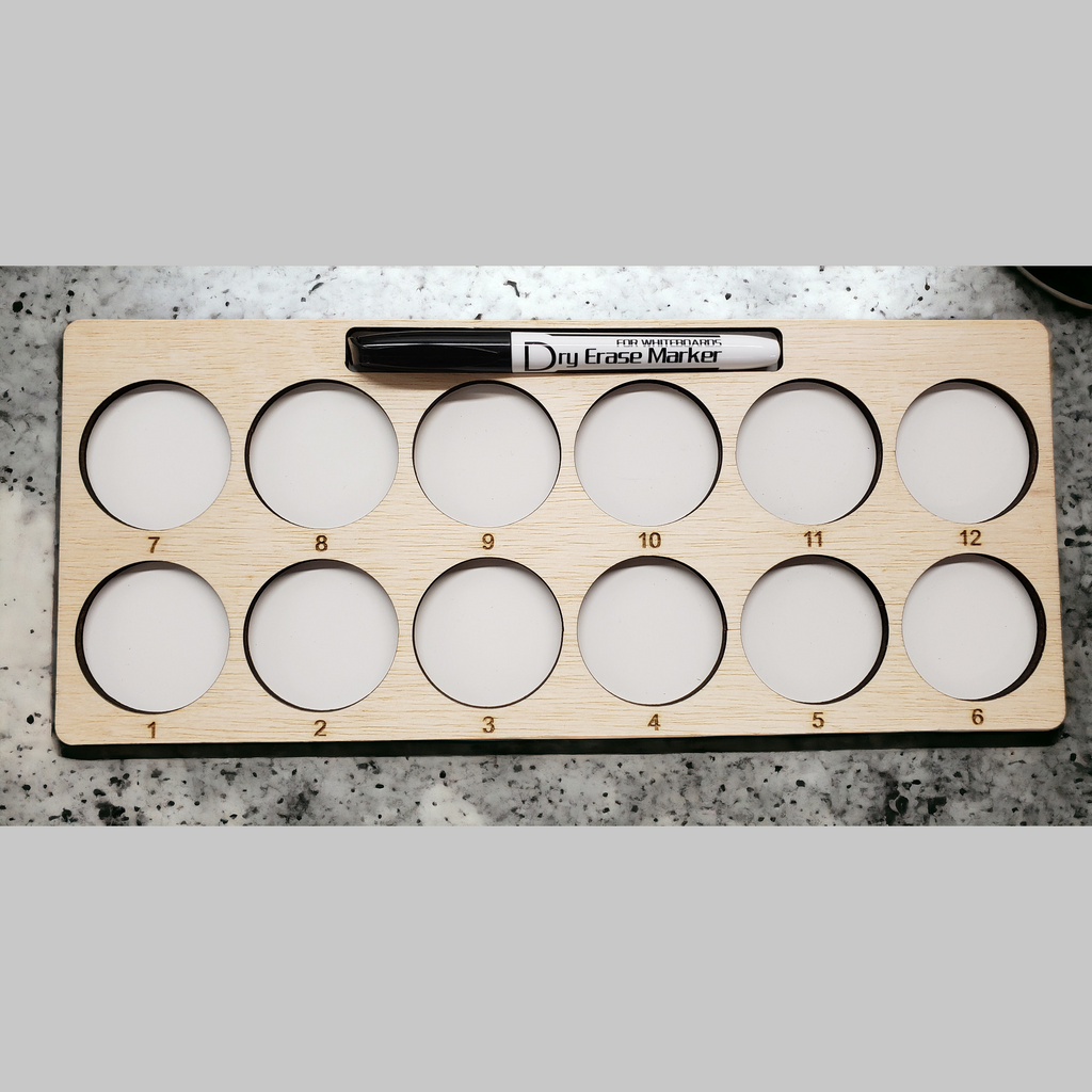 Embroidery Project Thread Trays, Set 1, Numbers 1–24 — single marker-holder tray numbered 1 through 12
