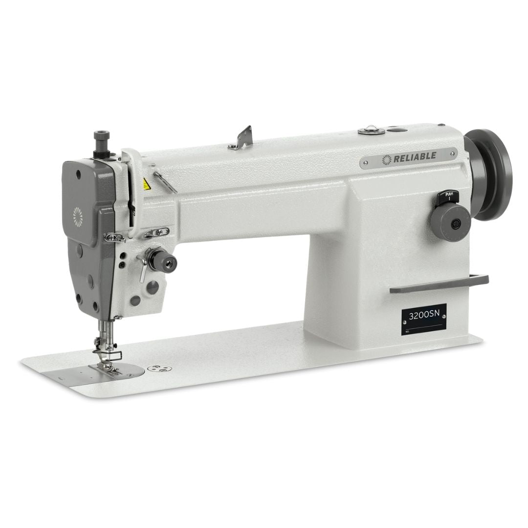 Reliable 3200SN single-needle needle-feed industrial sewing machine with stand and table