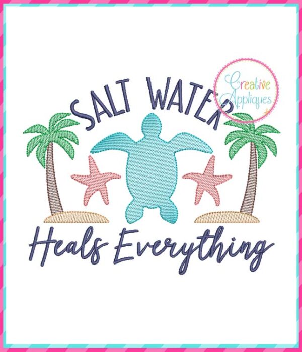 Creative Appliques Salt Water Heals Everything included in the Summer Embroidery and Applique Bundle