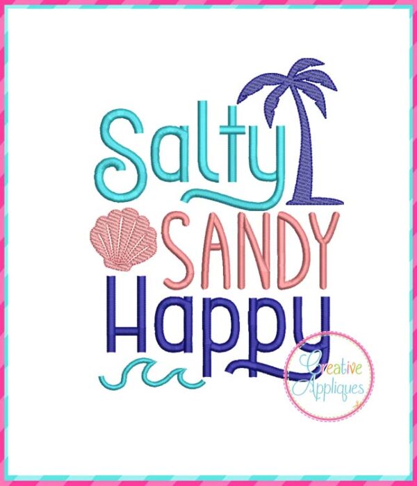 Creative Appliques Salty Sandy Happy included in the Summer Embroidery and Applique Bundle
