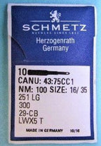 SCHMETZ 251 LG Blindstitch Needles, 100/16 — 10 Count — product view 1