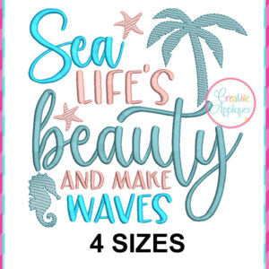 Creative Appliques Sea Life's Beauty and Make Waves included in the Summer Embroidery and Applique Bundle