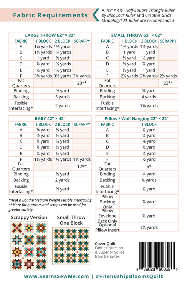 Friendship Blooms fabric requirements