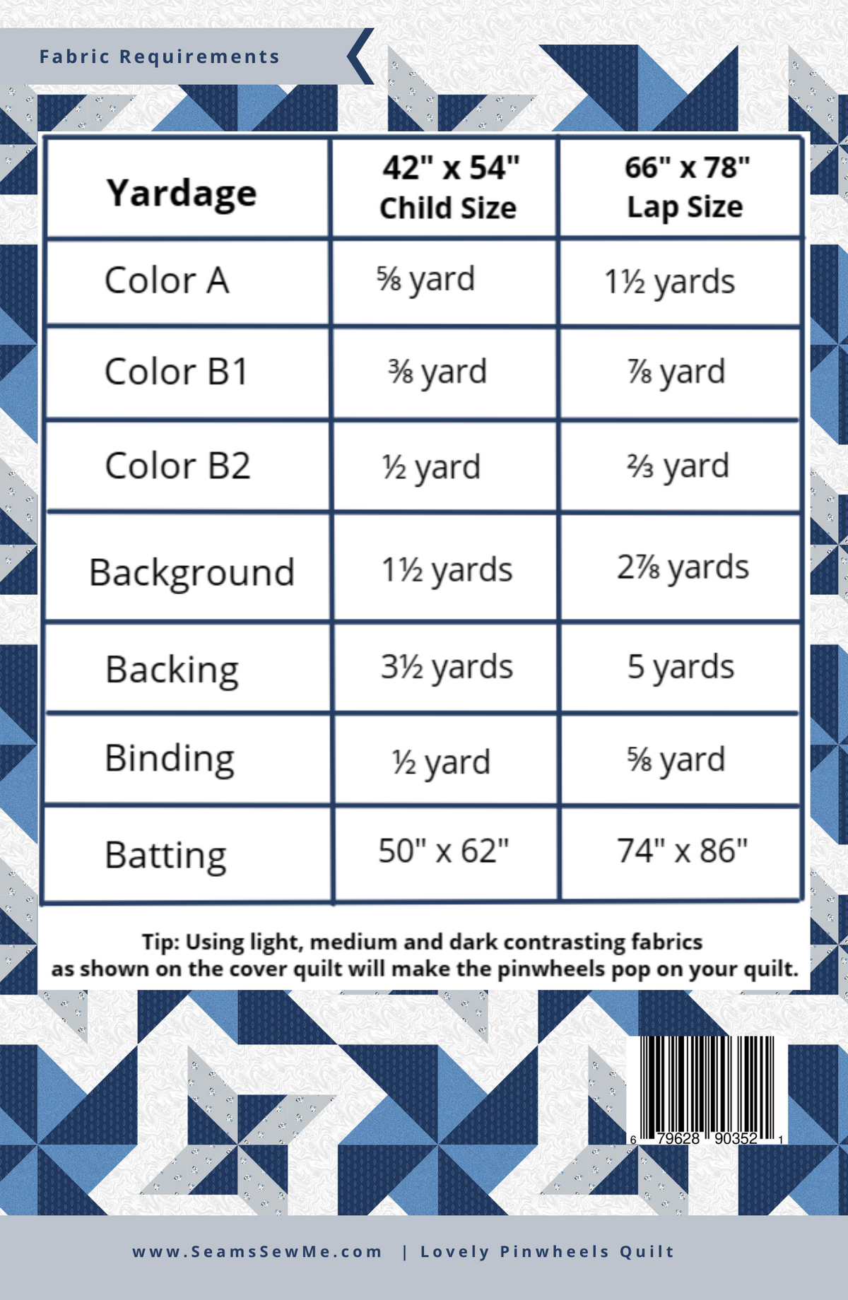 Lovely Pinwheels fabric requirements
