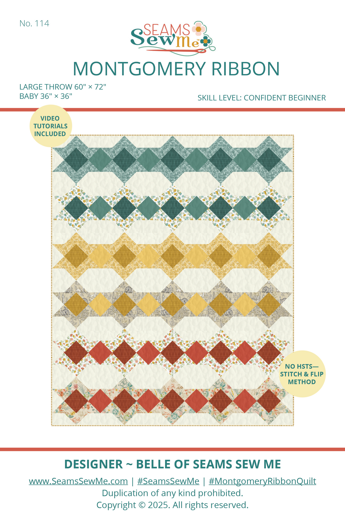 Seams Sew Me Montgomery Ribbon PDF quilt pattern cover
