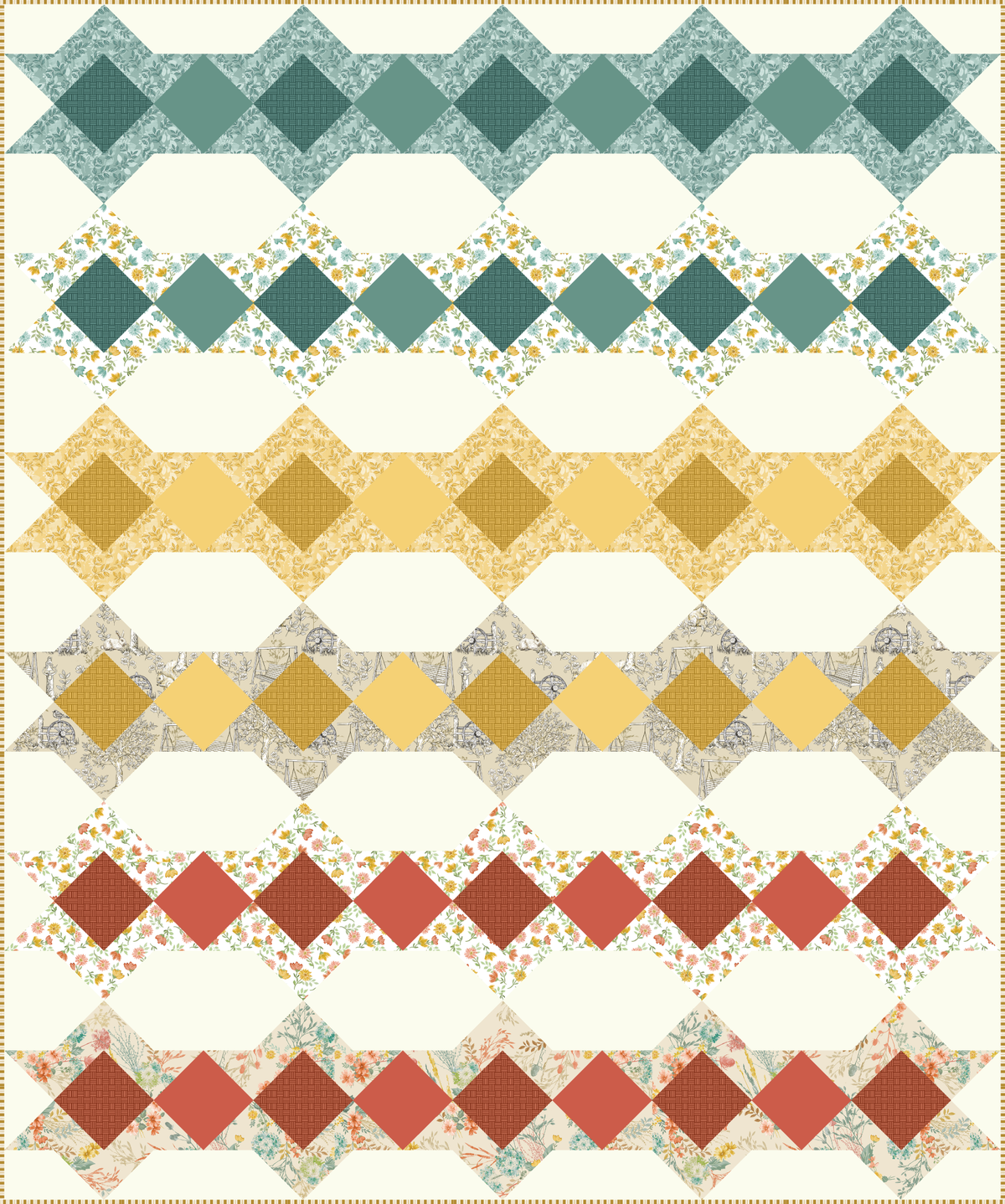 Montgomery Ribbon quilt design in Montgomery Mountain Charm fabrics