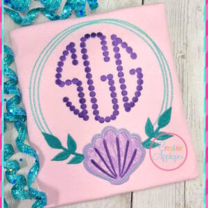 Creative Appliques Shell Monogram Frame Applique included in the Summer Embroidery and Applique Bundle