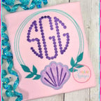 Creative Appliques Shell Monogram Frame Applique included in the Summer Embroidery and Applique Bundle