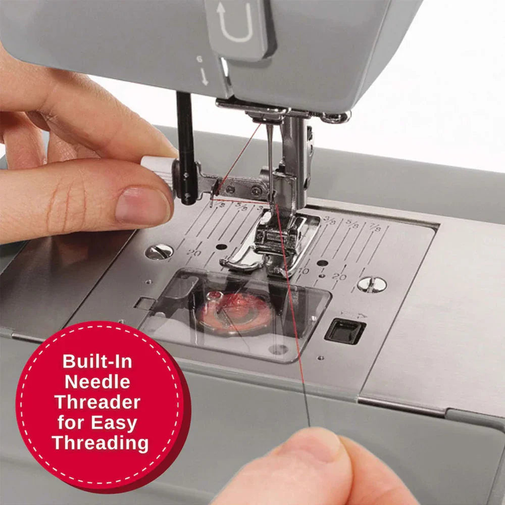 Built-in needle threader on SINGER Heavy Duty 4432 sewing machine close-up view