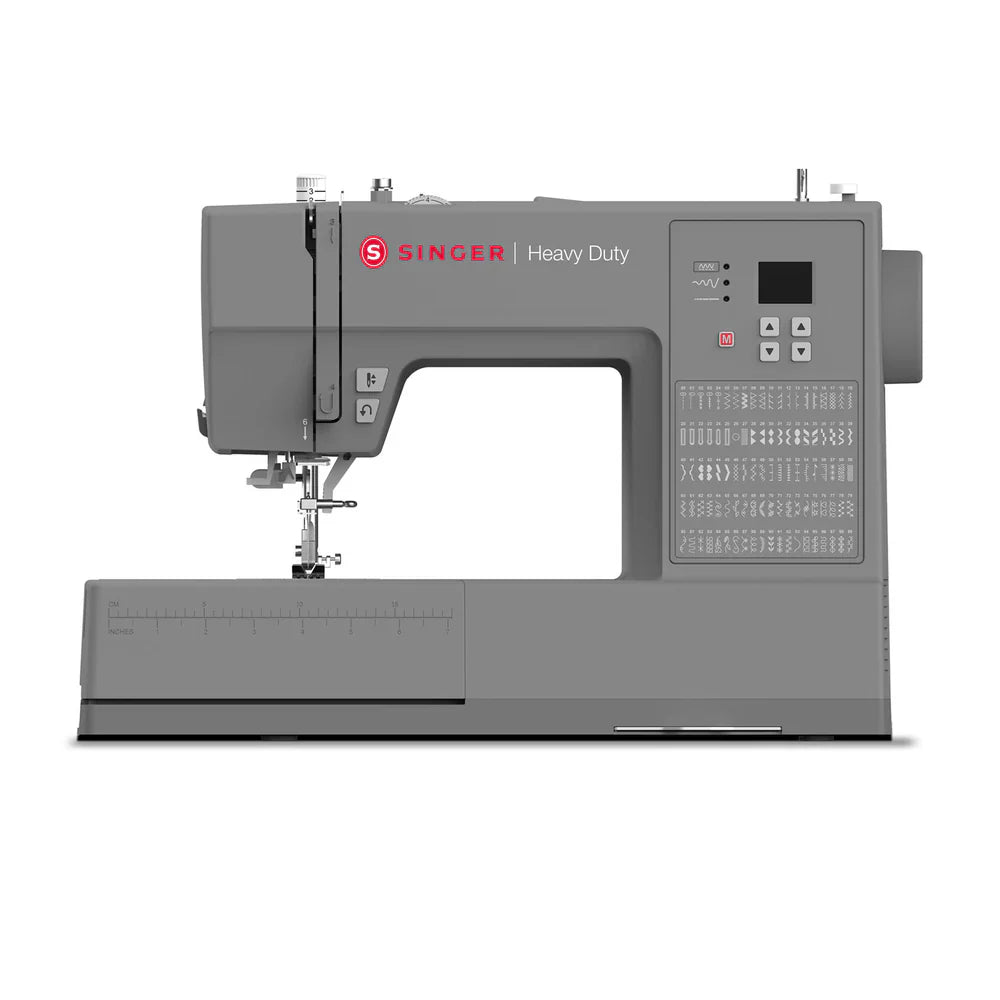 SINGER Heavy Duty 6600C computerized sewing machine front view showing metal frame design and large throat space
