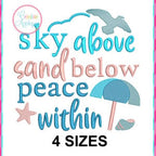 Creative Appliques Sky Above Sand Below Peace Within included in the Summer Embroidery and Applique Bundle