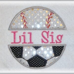 Creative Appliques Soccer Ball Divided Applique included in the Sports Monogram Frame Applique Bundle