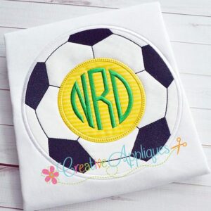 Creative Appliques Soccer Ball Monogram Applique included in the Sports Monogram Frame Applique Bundle