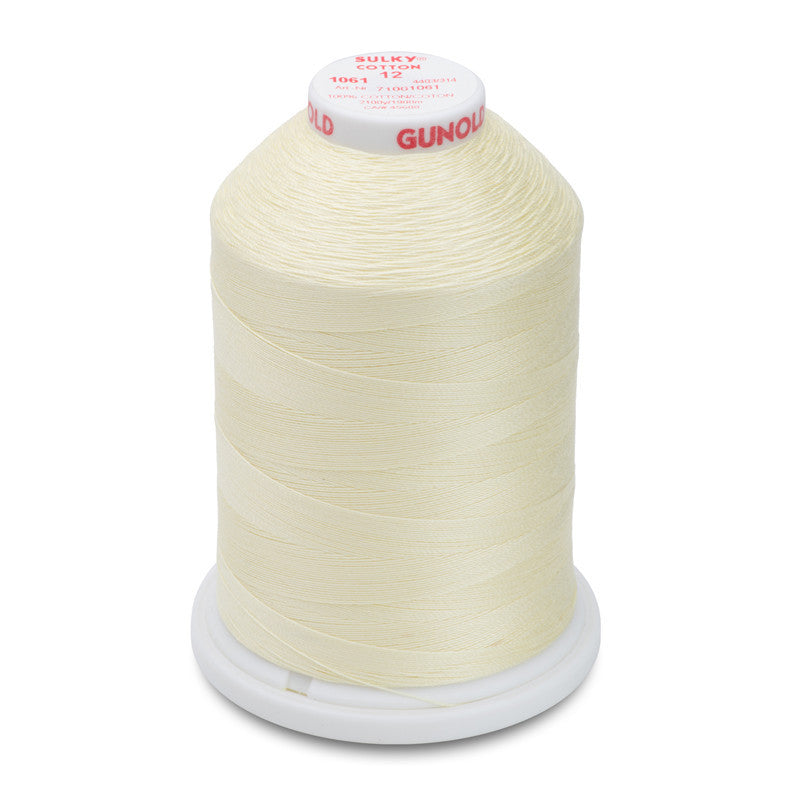 Sulky 12 Wt. Cotton Thread - Pale Yellow- 2,100 yd. Jumbo Cone