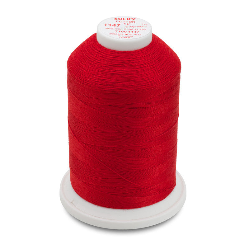 Sulky 12 Wt. Cotton Thread - Christmas Red - 2,100 yd. Jumbo Cone