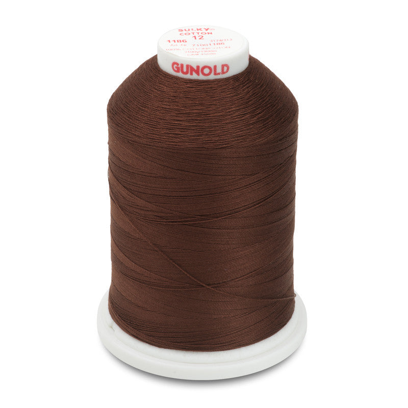 Sulky 12 Wt. Cotton Thread - Sable Brown- 2,100 yd. Jumbo Cone