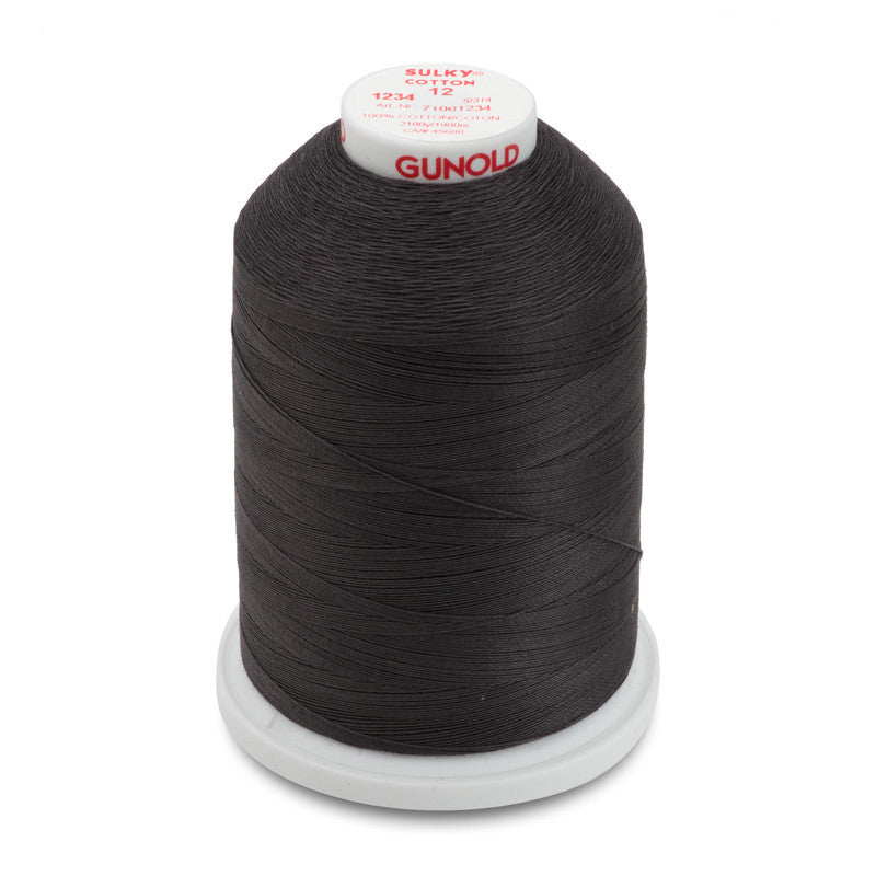 Sulky 12 Wt. Cotton Thread - Almost Black - 2,100 yd. Jumbo Cone