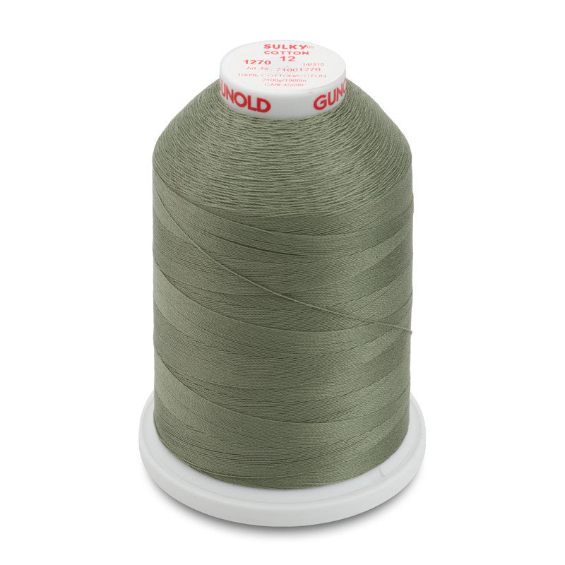 Sulky 12 Wt. Cotton Thread - Dk. Gray Khaki - 2,100 yd. Jumbo Cone