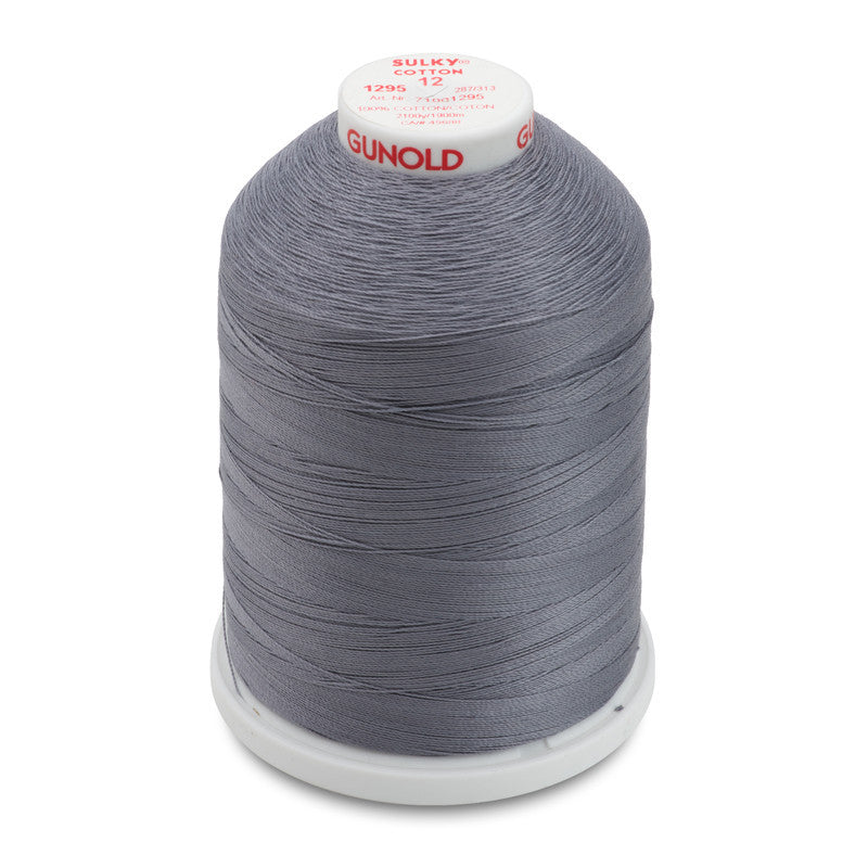 Sulky 12 Wt. Cotton Thread - Sterling- 2,100 yd. Jumbo Cone
