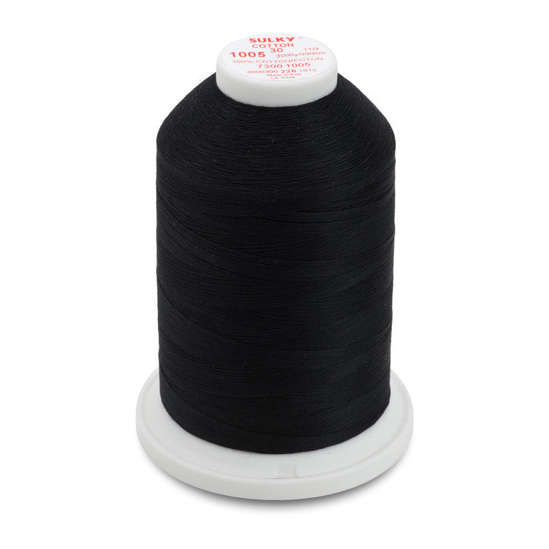 Sulky 30 Wt. Cotton Thread - Black - 3,200 yd. Jumbo Cone
