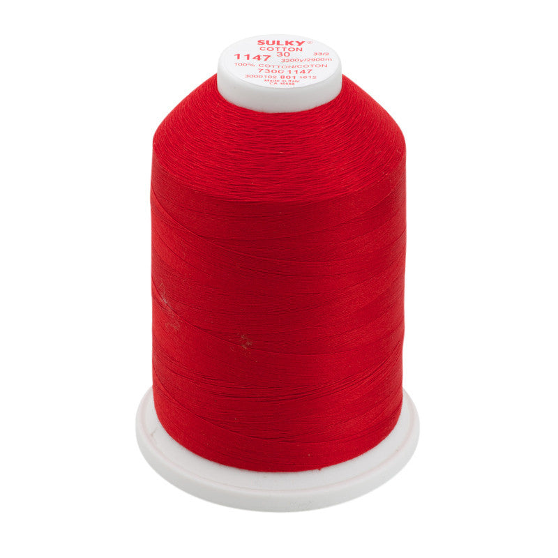 Sulky 30 Wt. Cotton Thread - Christmas Red - 3,200 yd. Jumbo Cone