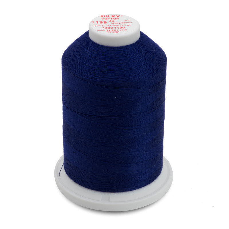 Sulky 30 Wt. Cotton Thread - Admiral Navy Blue - 3,200 yd. Jumbo Cone