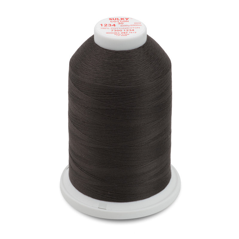 Sulky 30 Wt. Cotton Thread - Almost Black - 3,200 yd. Jumbo Cone