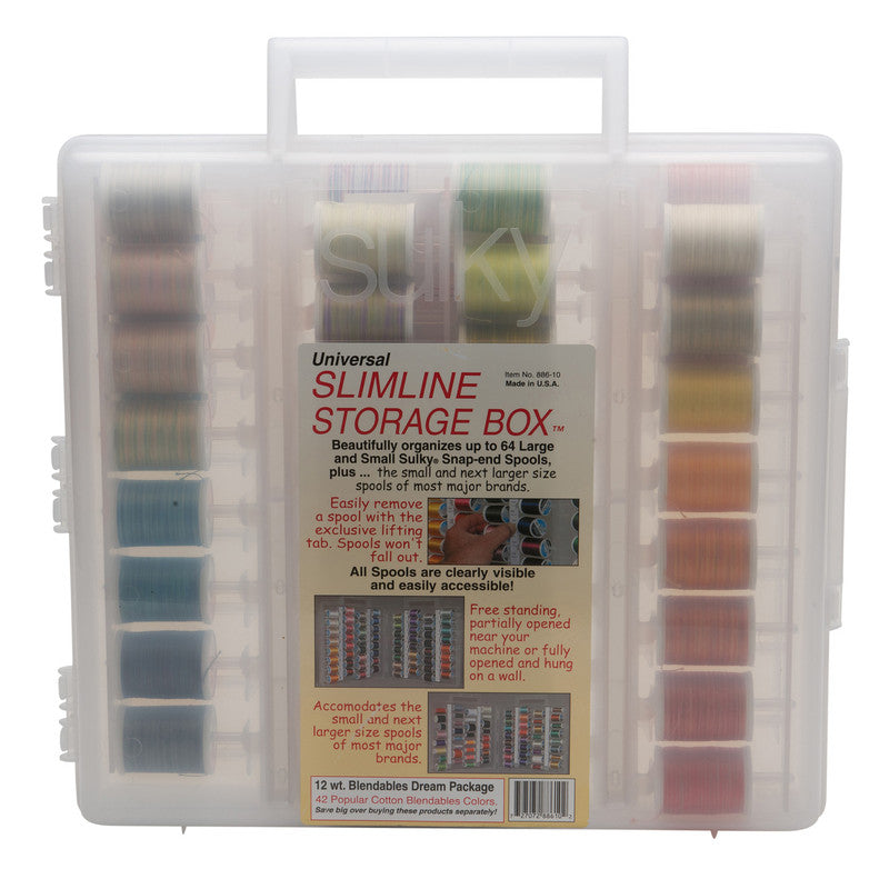 Universal Slimline Thread Storage Box - 12 Wt. Cotton Blendables Thread Pkg. - 1st 42 Colors