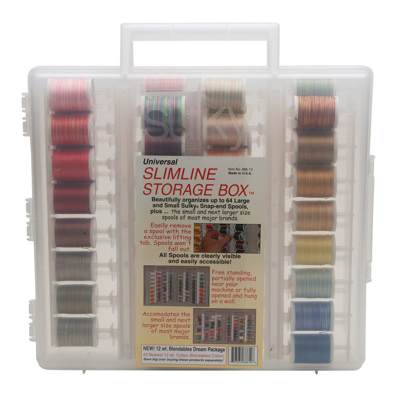 Universal Slimline Thread Storage Box - 12 Wt. Cotton Blendables Thread Pkg. - 2nd 42 Colors