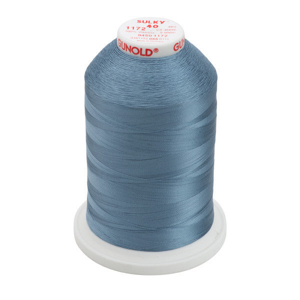 Sulky 40 Wt. Rayon Thread- Med. Weathered Blue - 5,500 yd. Jumbo Cone