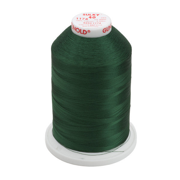 Sulky 40 Wt. Rayon Thread- Dk. Pine Green - 5,500 yd. Jumbo Cone