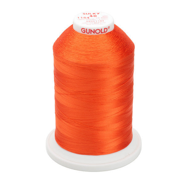 Sulky 40 Wt. Rayon Thread- Orange Red - 5,500 yd. Jumbo Cone