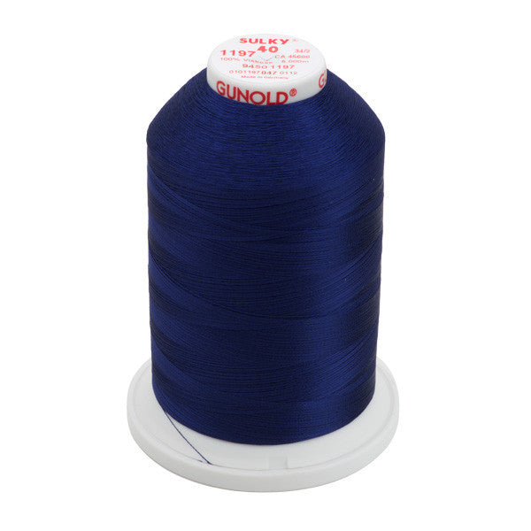 Sulky 40 Wt. Rayon Thread- Med. Navy - 5,500 yd. Jumbo Cone