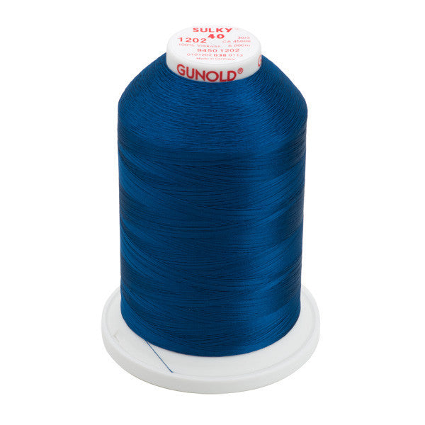 Sulky 40 Wt. Rayon Thread- Deep Turquoise - 5,500 yd. Jumbo Cone