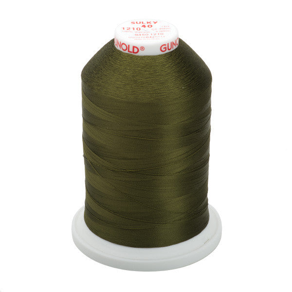 Sulky 40 Wt. Rayon Thread- Dk. Army Green - 5,500 yd. Jumbo Cone
