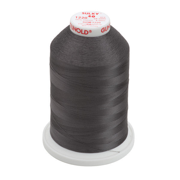 Sulky 40 Wt. Rayon Thread- Charcoal Gray - 5,500 yd. Jumbo Cone