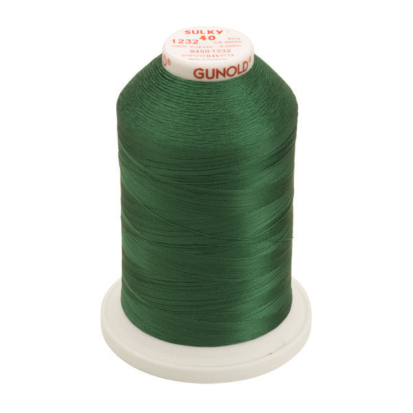 Sulky 40 Wt. Rayon Thread- Classic Green - 5,500 yd. Jumbo Cone