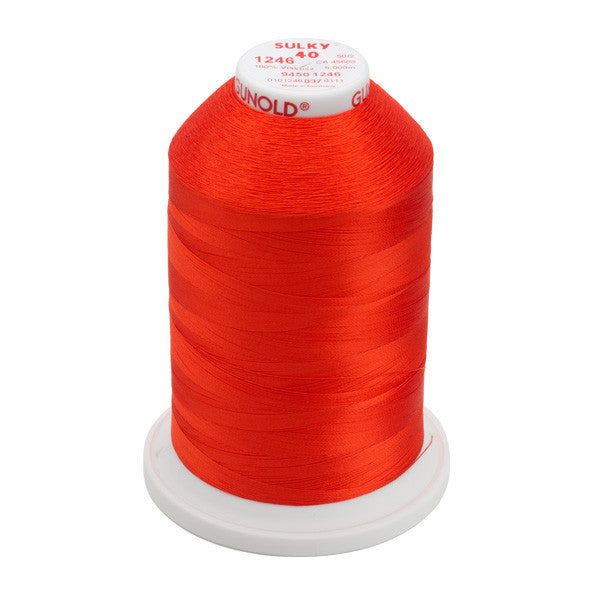 Sulky 40 Wt. Rayon Thread- Orange Flame - 5,500 yd. Jumbo Cone