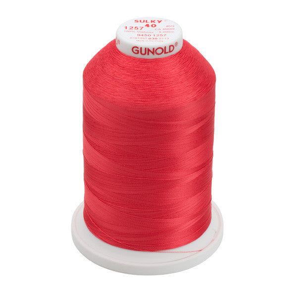Sulky 40 Wt. Rayon Thread- Deep Coral - 5,500 yd. Jumbo Cone