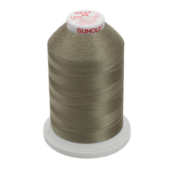 Sulky 40 Wt. Rayon Thread- Dk. Gray Khaki - 5,500 yd. Jumbo Cone