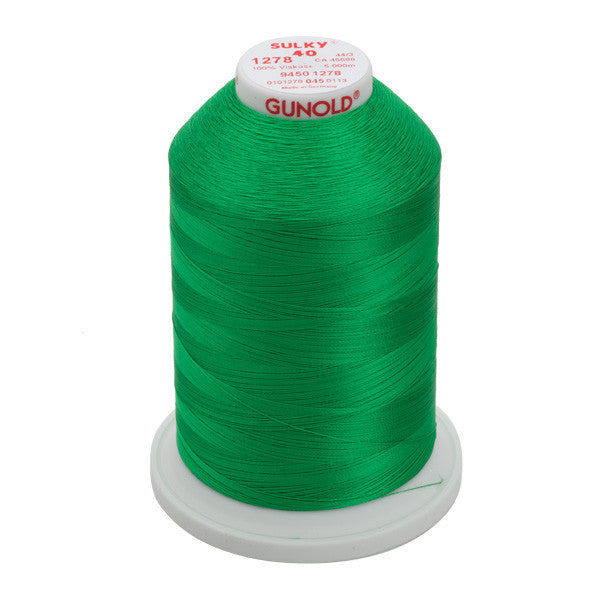 Sulky 40 Wt. Rayon Thread- Bright Green - 5,500 yd. Jumbo Cone