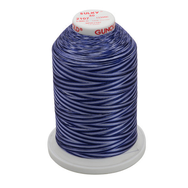 Sulky 40 Wt. Rayon Variegated Thread - Vari-Navy Blues - 5,500 yd. Jumbo Cone